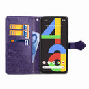 For Google Pixel 4a Mandala Flower Embossed Horizontal Flip Leather Case with Bracket / Card Slot / Wallet / Lanyard(Purple)