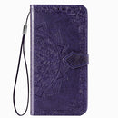 For Google Pixel 4a Mandala Flower Embossed Horizontal Flip Leather Case with Bracket / Card Slot / Wallet / Lanyard(Purple)