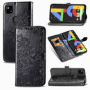 For Google Pixel 4a Mandala Flower Embossed Horizontal Flip Leather Case with Bracket / Card Slot / Wallet / Lanyard(Black)