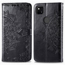 For Google Pixel 4a Mandala Flower Embossed Horizontal Flip Leather Case with Bracket / Card Slot / Wallet / Lanyard(Black)