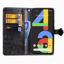 For Google Pixel 4a Mandala Flower Embossed Horizontal Flip Leather Case with Bracket / Card Slot / Wallet / Lanyard(Black)