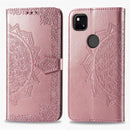 For Google Pixel 4a Mandala Flower Embossed Horizontal Flip Leather Case with Bracket / Card Slot / Wallet / Lanyard(Rose Gold)