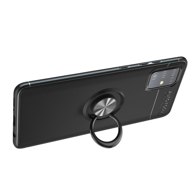 For Samsung Galaxy M31S Metal Ring Holder 360 Degree Rotating TPU Case(Black+Black)