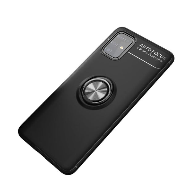 For Samsung Galaxy M31S Metal Ring Holder 360 Degree Rotating TPU Case(Black+Black)