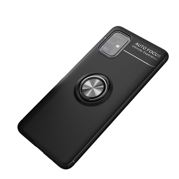 For Samsung Galaxy M31S Metal Ring Holder 360 Degree Rotating TPU Case(Black+Black)