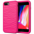 For iPhone SEï¼ˆ2020ï¼‰ Wave Pattern 3 in 1 Silicone+PC Shockproof Protective Case(Hot Pink)