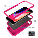 For iPhone SEï¼ˆ2020ï¼‰ Wave Pattern 3 in 1 Silicone+PC Shockproof Protective Case(Hot Pink)