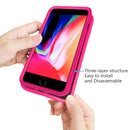 For iPhone SEï¼ˆ2020ï¼‰ Wave Pattern 3 in 1 Silicone+PC Shockproof Protective Case(Hot Pink)