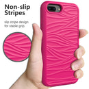 For iPhone SEï¼ˆ2020ï¼‰ Wave Pattern 3 in 1 Silicone+PC Shockproof Protective Case(Hot Pink)