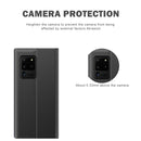 For Samsung Galaxy Note20 Side Window Display with Magnetic Suction / Bracket / Sleep Function / Plain Leather + PC Flip Phone Case(Dark Blue)