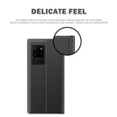 For Samsung Galaxy Note20 Side Window Display with Magnetic Suction / Bracket / Sleep Function / Plain Leather + PC Flip Phone Case(Dark Blue)