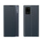 For Samsung Galaxy Note20 Side Window Display with Magnetic Suction / Bracket / Sleep Function / Plain Leather + PC Flip Phone Case(Dark Blue)