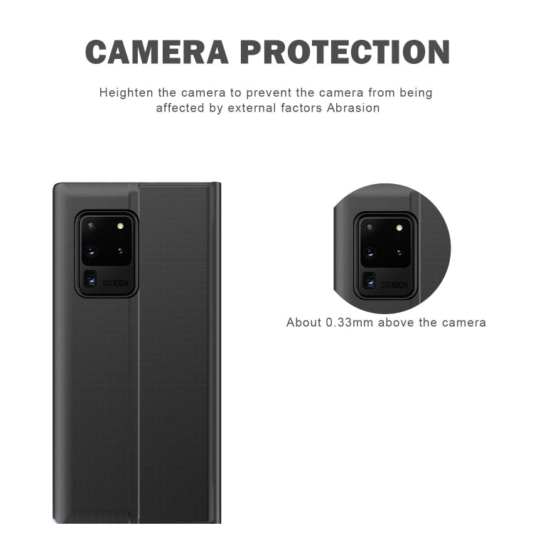 For Samsung Galaxy Note20 Ultra Side Window Display with Magnetic Suction / Bracket / Sleep Function / Plain Leather + PC Flip Phone Case(Silver)
