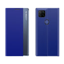 For Xiaomi Redmi 9C Side Window Display with Magnetic Suction / Bracket / Sleep Function / Plain Leather + PC Flip Phone Case(Sky Blue)