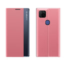 For Xiaomi Redmi 9C Side Window Display with Magnetic Suction / Bracket / Sleep Function / Plain Leather + PC Flip Phone Case(Rose Gold)