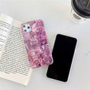For iPhone 12 Pro Max TPU Smooth Marbled IMD Mobile Phone Case(Purple Stone F12)