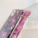 For iPhone 12 Pro Max TPU Smooth Marbled IMD Mobile Phone Case(Purple Stone F12)