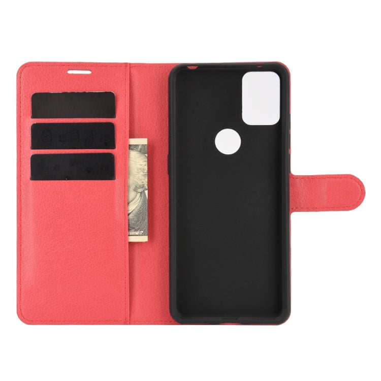 For Alcatel 3X 2020 Litchi Texture Horizontal Flip Protective Case with Holder & Card Slots & Wallet(Red)