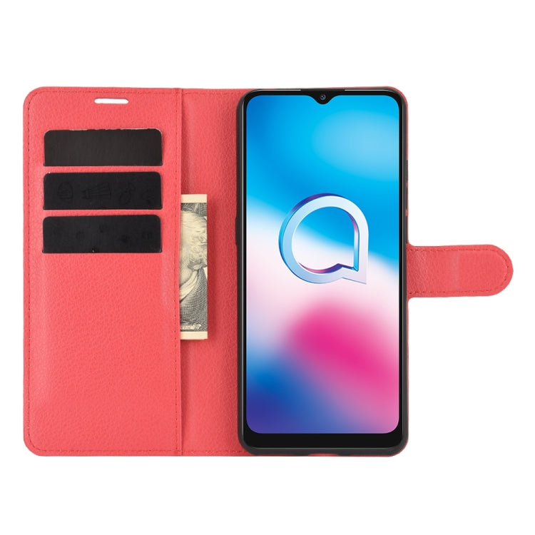 For Alcatel 3X 2020 Litchi Texture Horizontal Flip Protective Case with Holder & Card Slots & Wallet(Red)