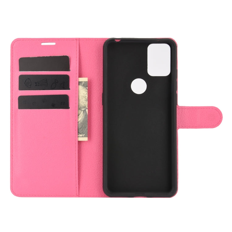 For Alcatel 3X 2020 Litchi Texture Horizontal Flip Protective Case with Holder & Card Slots & Wallet(Rose red)
