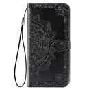 For Samsung Galaxy M31s Mandala Flower Embossed Horizontal Flip Leather Case with Bracket / Card Slot / Wallet / Lanyard(Black)