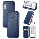 For LG Velvet 5G Cubic Grid Pressed Horizontal Flip Magnetic PU Leather Case with Holder & Card Slots & Wallet(Blue)