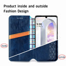 For LG Velvet 5G Cubic Grid Pressed Horizontal Flip Magnetic PU Leather Case with Holder & Card Slots & Wallet(Blue)