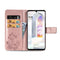 For LG Velvet 5G Four-leaf Clasp Embossed Buckle Mobile Phone Protection Leather Case with Lanyard & Card Slot & Wallet & Bracket Function(Rose Gold)