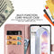 For LG Velvet 5G Four-leaf Clasp Embossed Buckle Mobile Phone Protection Leather Case with Lanyard & Card Slot & Wallet & Bracket Function(Rose Gold)