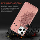 For iPhone 12 Pro Max Mandala Embossed Magnetic Cloth Case with Holder & Card Slots & Wallet & Photo Frame(Rose Gold)