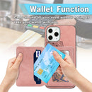 For iPhone 12 Pro Max Mandala Embossed Magnetic Cloth Case with Holder & Card Slots & Wallet & Photo Frame(Rose Gold)