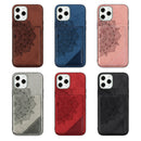 For iPhone 12 Pro Max Mandala Embossed Magnetic Cloth Case with Holder & Card Slots & Wallet & Photo Frame(Rose Gold)