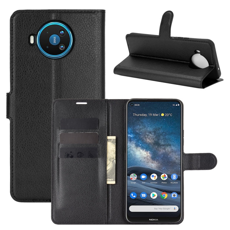 For Nokia 8.3 5G Litchi Texture Horizontal Flip Protective Case with Holder & Card Slots & Wallet(Black)