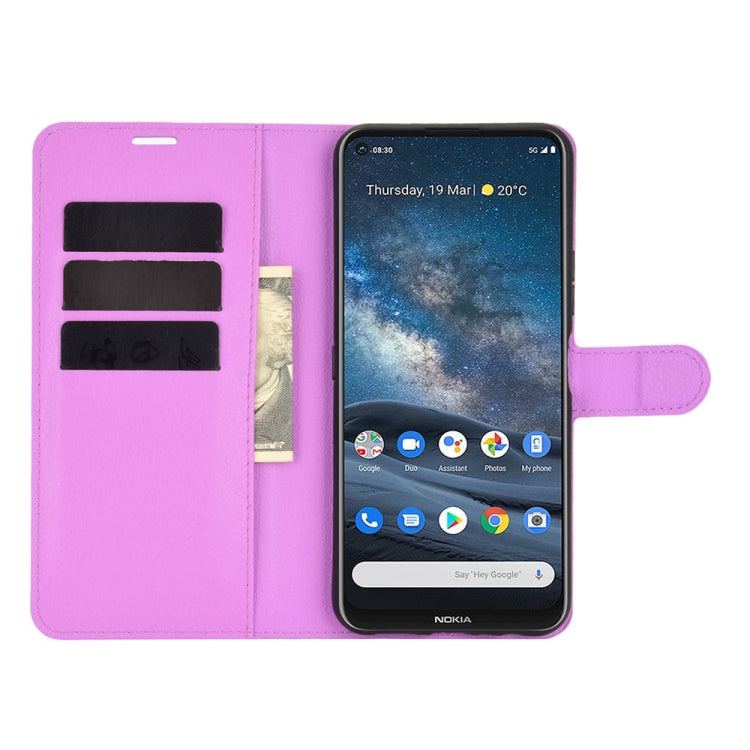 For Nokia 8.3 5G Litchi Texture Horizontal Flip Protective Case with Holder & Card Slots & Wallet(Purple)