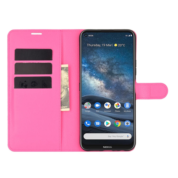 For Nokia 8.3 5G Litchi Texture Horizontal Flip Protective Case with Holder & Card Slots & Wallet(Rose red)