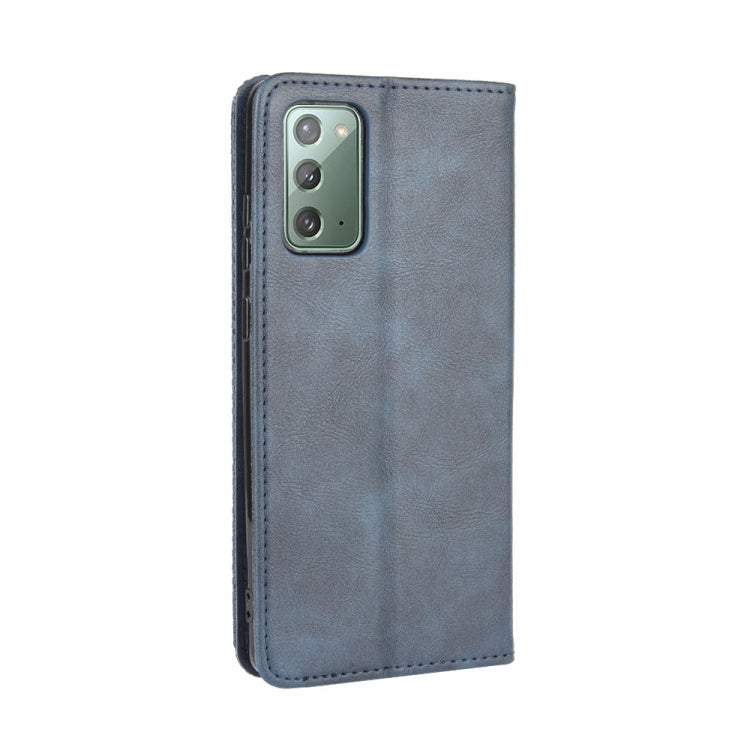 For Samsung Galaxy S20 FE 4G / 5G Magnetic Buckle Retro Crazy Horse Texture Horizontal Flip Leather Case with Holder & Card Slots & Photo Frame(Blue)