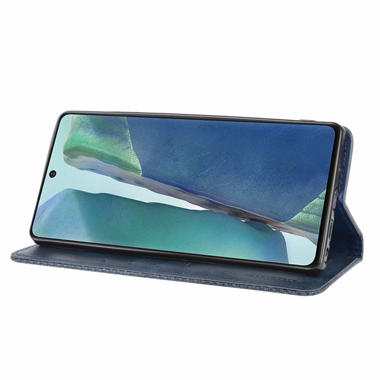 For Samsung Galaxy S20 FE 4G / 5G Magnetic Buckle Retro Crazy Horse Texture Horizontal Flip Leather Case with Holder & Card Slots & Photo Frame(Blue)