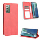 For Samsung Galaxy S20 FE 4G / 5G Magnetic Buckle Retro Crazy Horse Texture Horizontal Flip Leather Case with Holder & Card Slots & Photo Frame(Red)