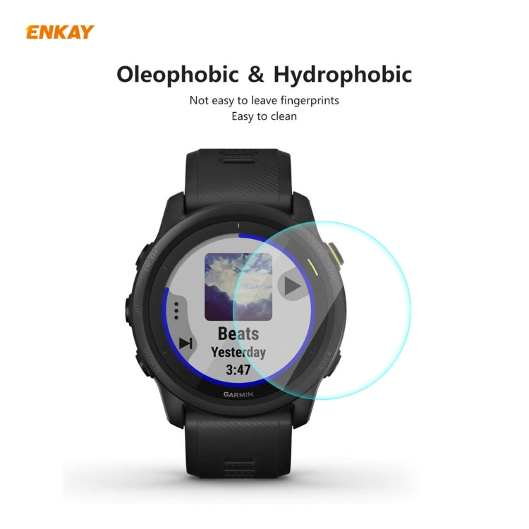 2 PCS For Garmin Forerunner 745 ENKAY Hat-Prince 0.2mm 9H 2.15D Curved Edge Tempered Glass Film