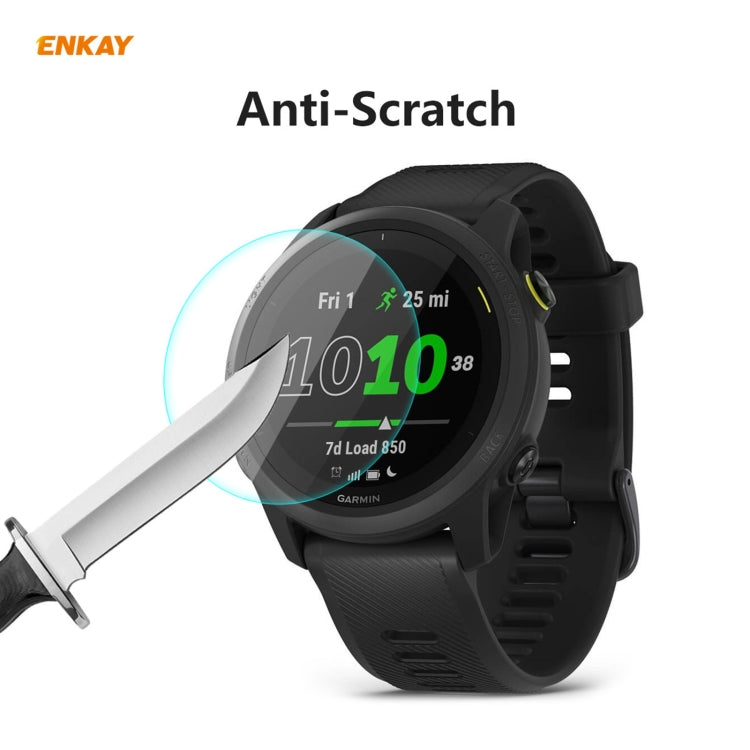 2 PCS For Garmin Forerunner 745 ENKAY Hat-Prince 0.2mm 9H 2.15D Curved Edge Tempered Glass Film