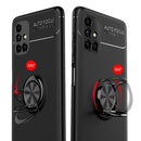 For Samsung Galaxy M51 (Side Fingerprint) Metal Ring Holder 360 Degree Rotating TPU Case(Black+Black)
