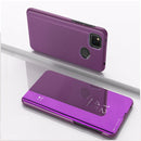 For Xiaomi Redmi 9C Plated Mirror Horizontal Flip Leather Case with Holder(Purple)