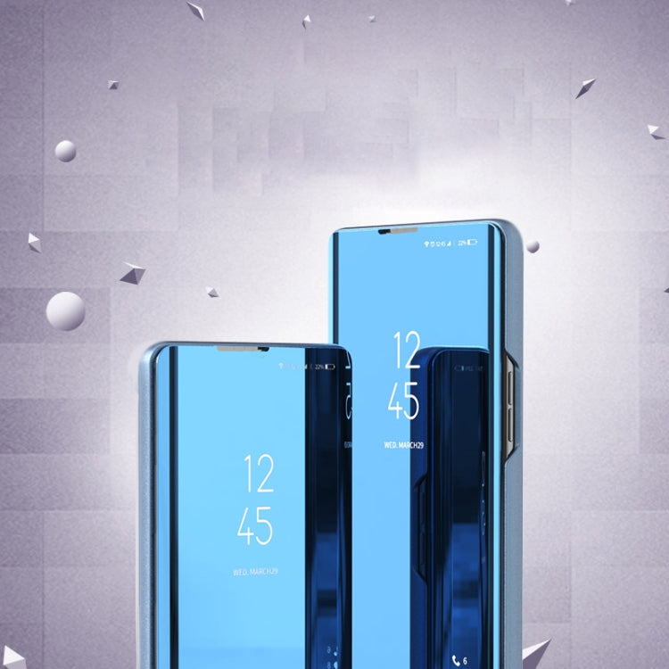 For Samsung Galaxy S20 FE 5G Plated Mirror Horizontal Flip Leather Case with Holder(Purple Blue)