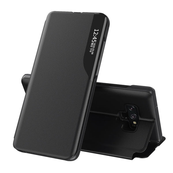 For Samsung Galaxy Note 9 Side Display Magnetic Shockproof Horizontal Flip Leather Case with Holder(Black)