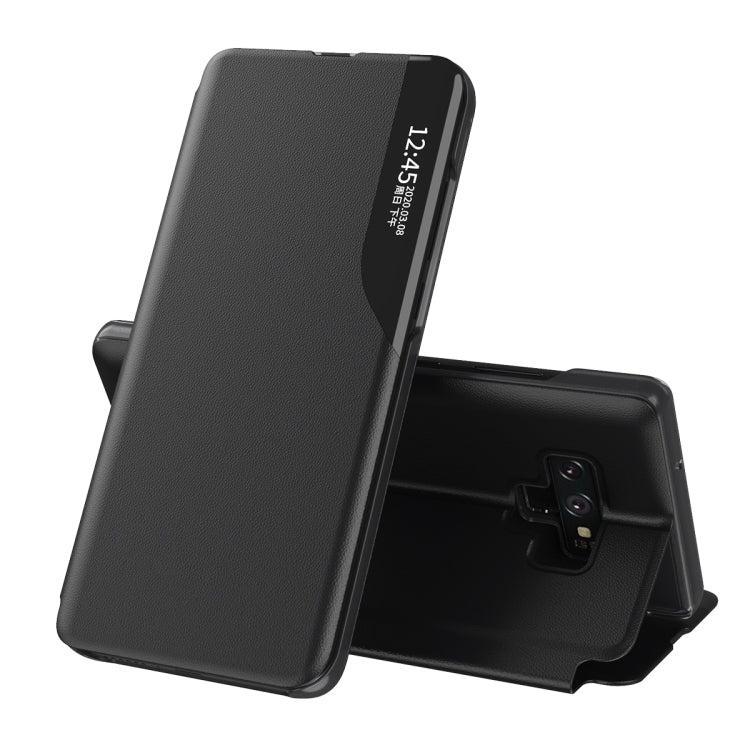 For Samsung Galaxy Note 9 Side Display Magnetic Shockproof Horizontal Flip Leather Case with Holder(Black)