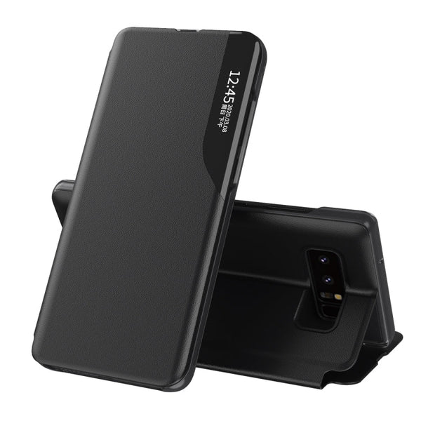 For Samsung Galaxy Note 8 Side Display Magnetic Shockproof Horizontal Flip Leather Case with Holder(Black)