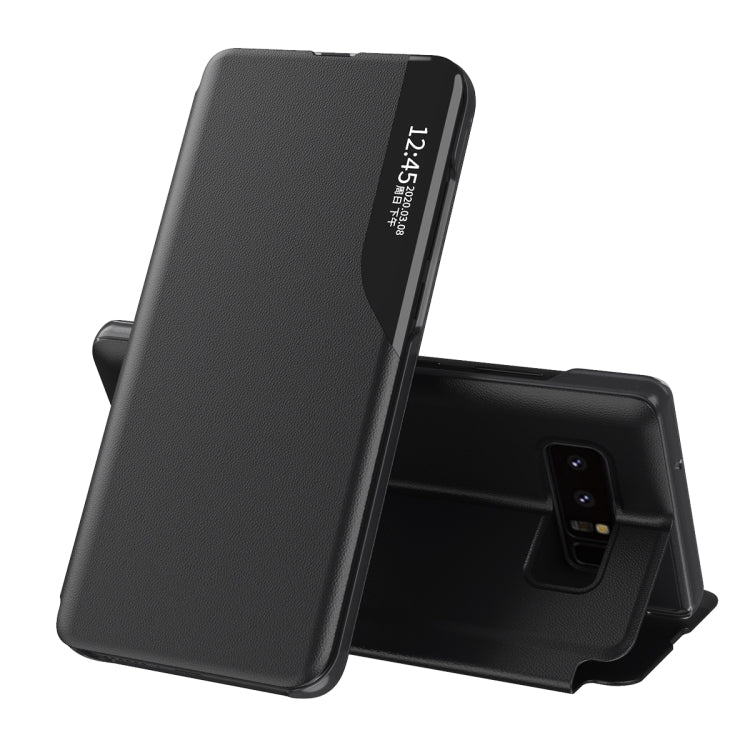 For Samsung Galaxy Note 8 Side Display Magnetic Shockproof Horizontal Flip Leather Case with Holder(Black)