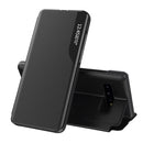 For Samsung Galaxy S10 Plus Side Display Magnetic Shockproof Horizontal Flip Leather Case with Holder(Black)