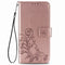 For Motorola Moto G9 Play Four-leaf Clasp Embossed Buckle Mobile Phone Protection Leather Case with Lanyard & Card Slot & Wallet & Bracket Function(Rose Gold)