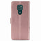 For Motorola Moto G9 Play Four-leaf Clasp Embossed Buckle Mobile Phone Protection Leather Case with Lanyard & Card Slot & Wallet & Bracket Function(Rose Gold)